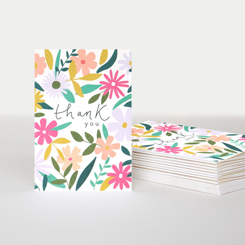 Floral Thank You Cards Pack of 10 By Caroline Gardner Vibrant Home
