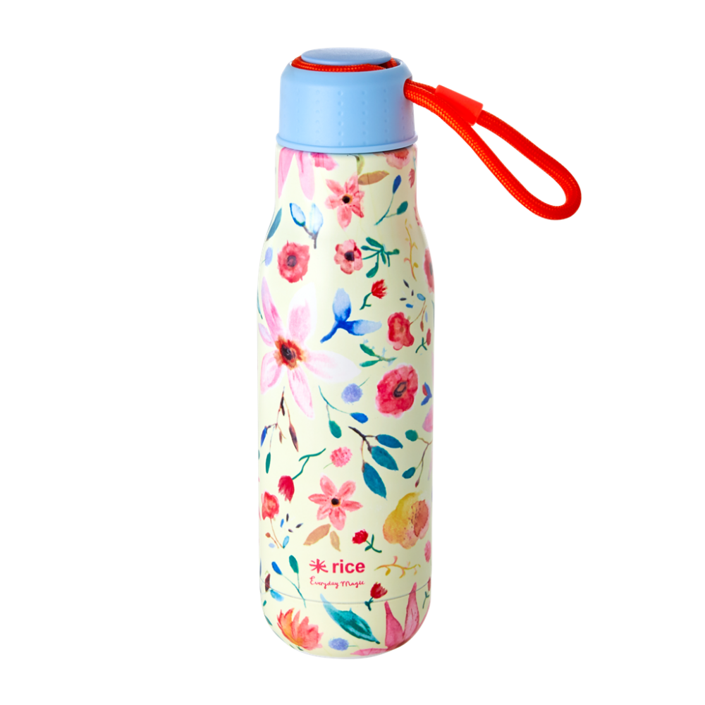 Flower Print Stainless Steel Water Bottle By Rice DK Vibrant Home