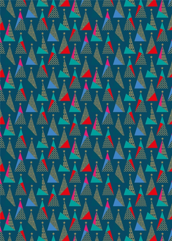 Colourful Geo Christmas Tree Print Wrapping Paper