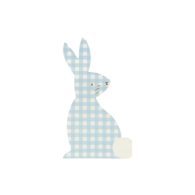 Gingham Bunny Shaped Paper Napkins By Meri Meri