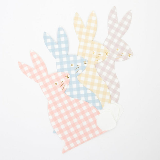 Gingham Bunny Shaped Paper Napkins By Meri Meri