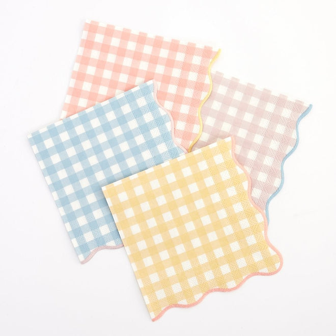 Gingham Print Small Paper Napkins By Meri Meri