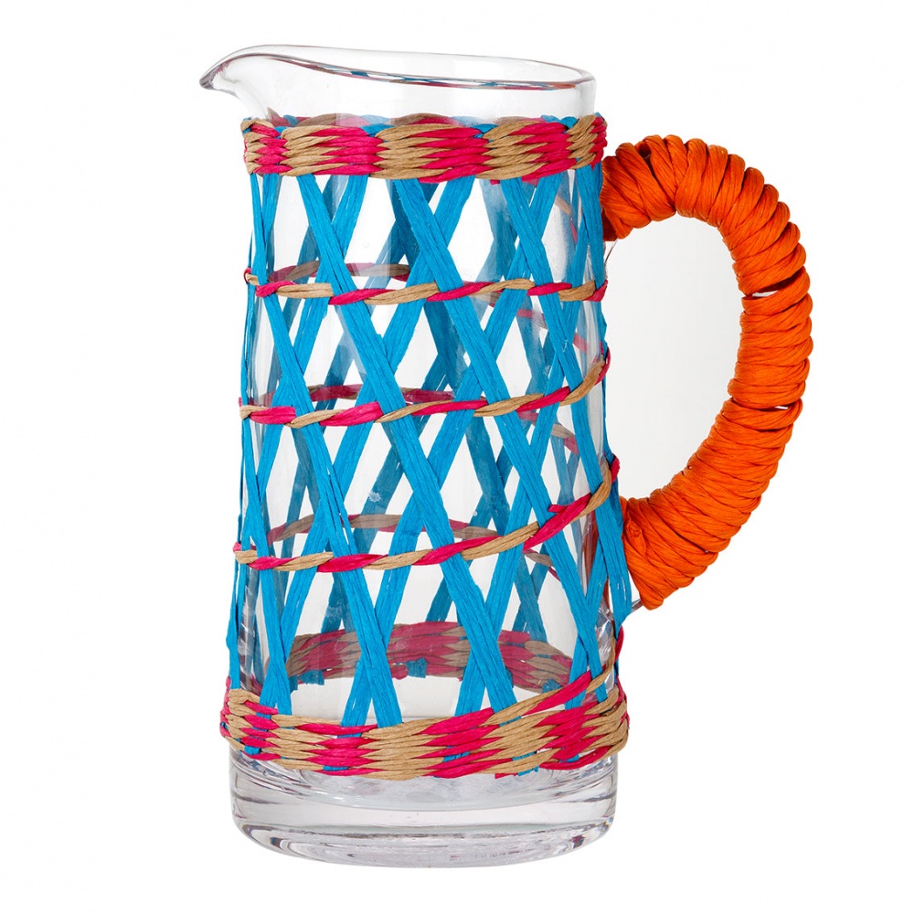 Glass Jug With Colour Rattan By Talking Tables