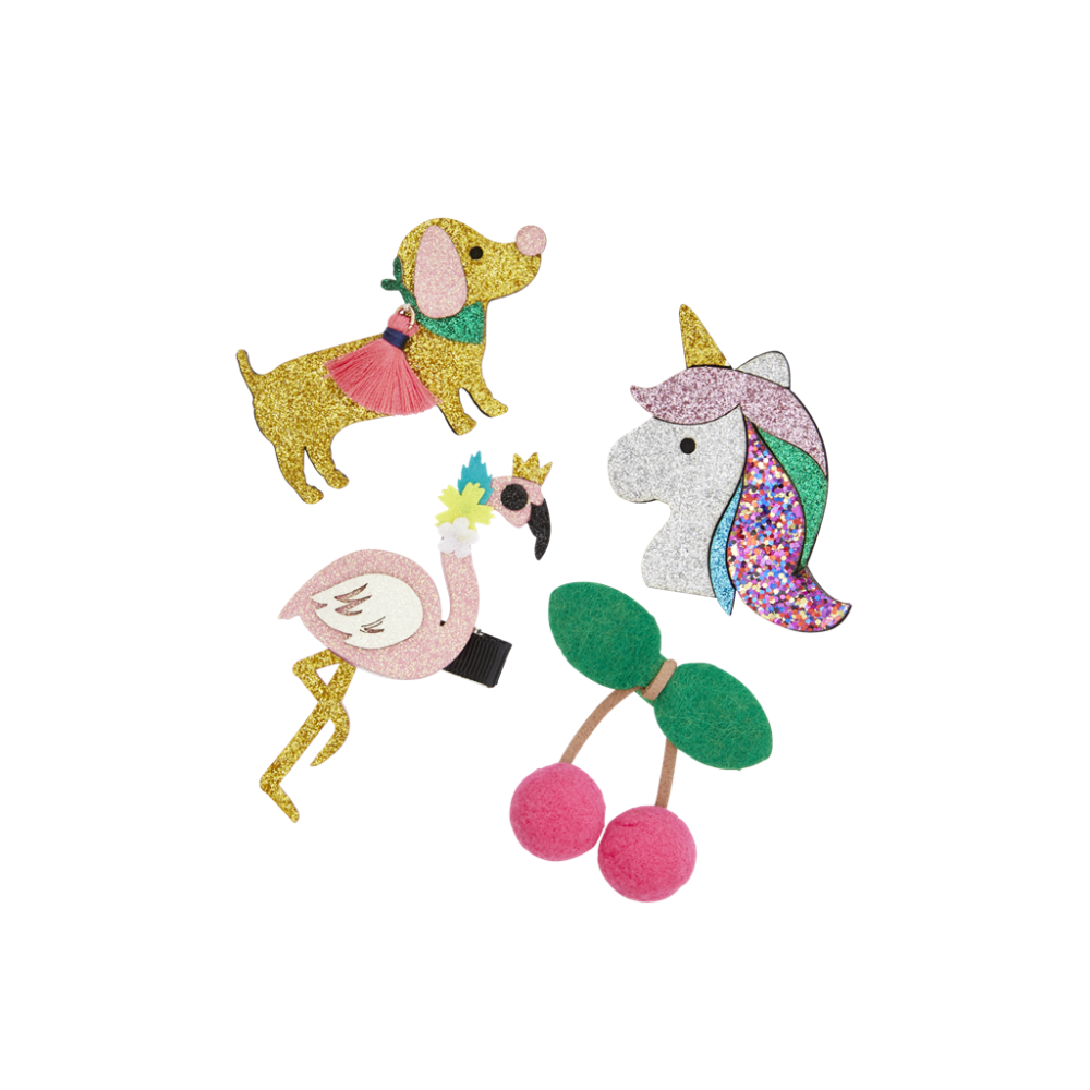 Glitter Hair Clips Unicorn, Flamingo, Dog & Cherries Designs Rice DK - Vibrant Home Glitter Hair Clips Unicorn, Flamingo, Dog & Cherries Designs Rice DK - Vibrant Home