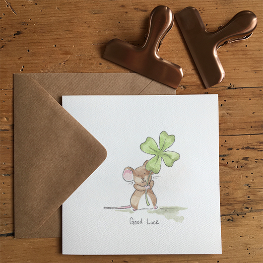 Good Luck Mouse Card By Feather and Hare