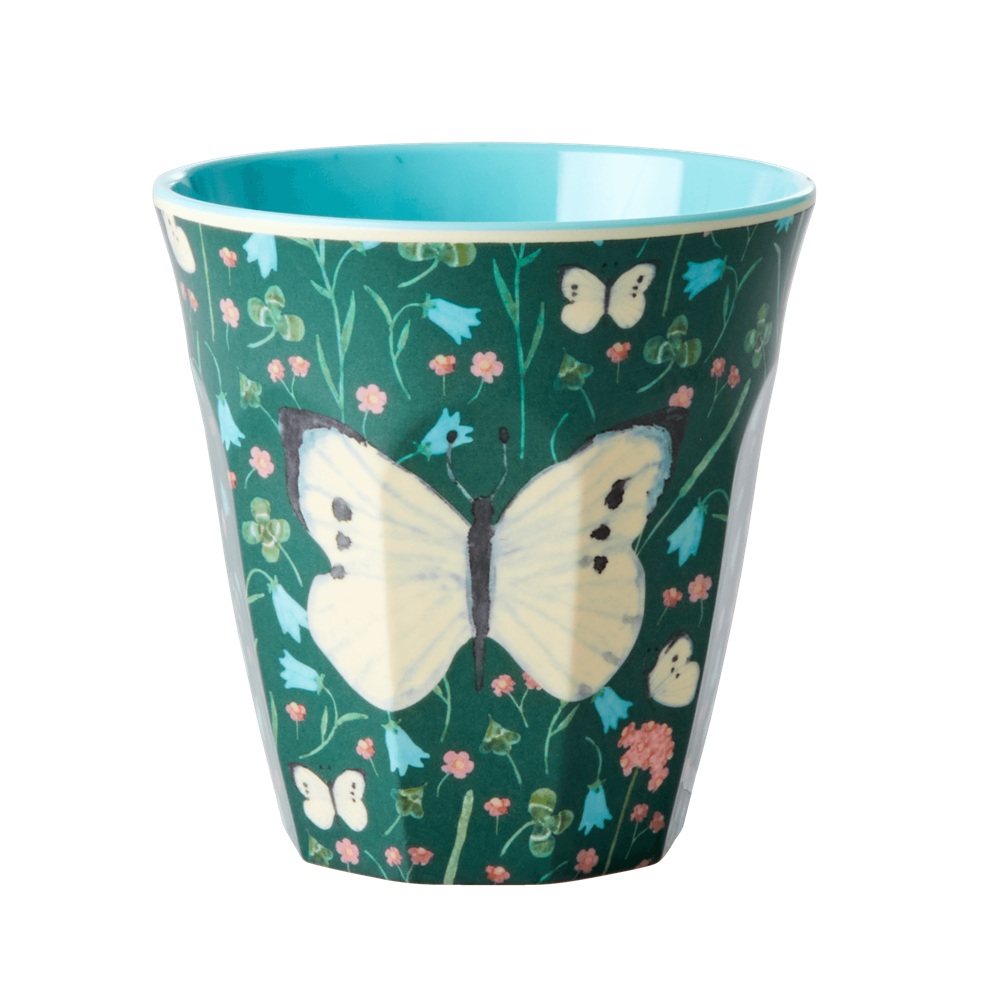 Butterfly Print in Green Melamine Cup By Rice DK
