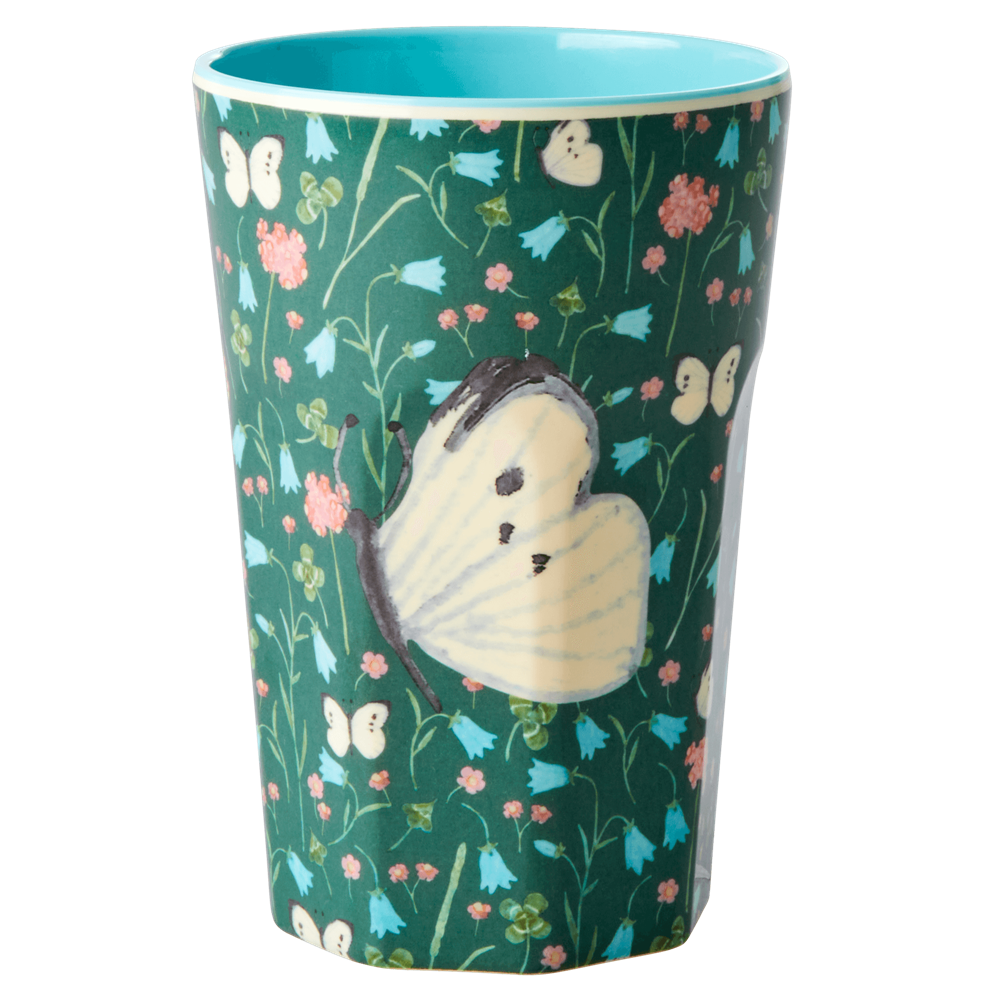 Green Butterfly Print Melamine Tall Cup By Rice DK