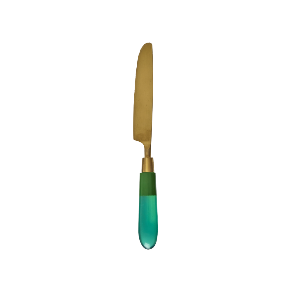 Green Knife Brass Look Resin Handle By Rice