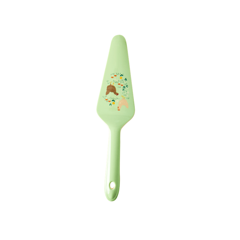 Melamine Cake Server Green Hen Print Rice DK