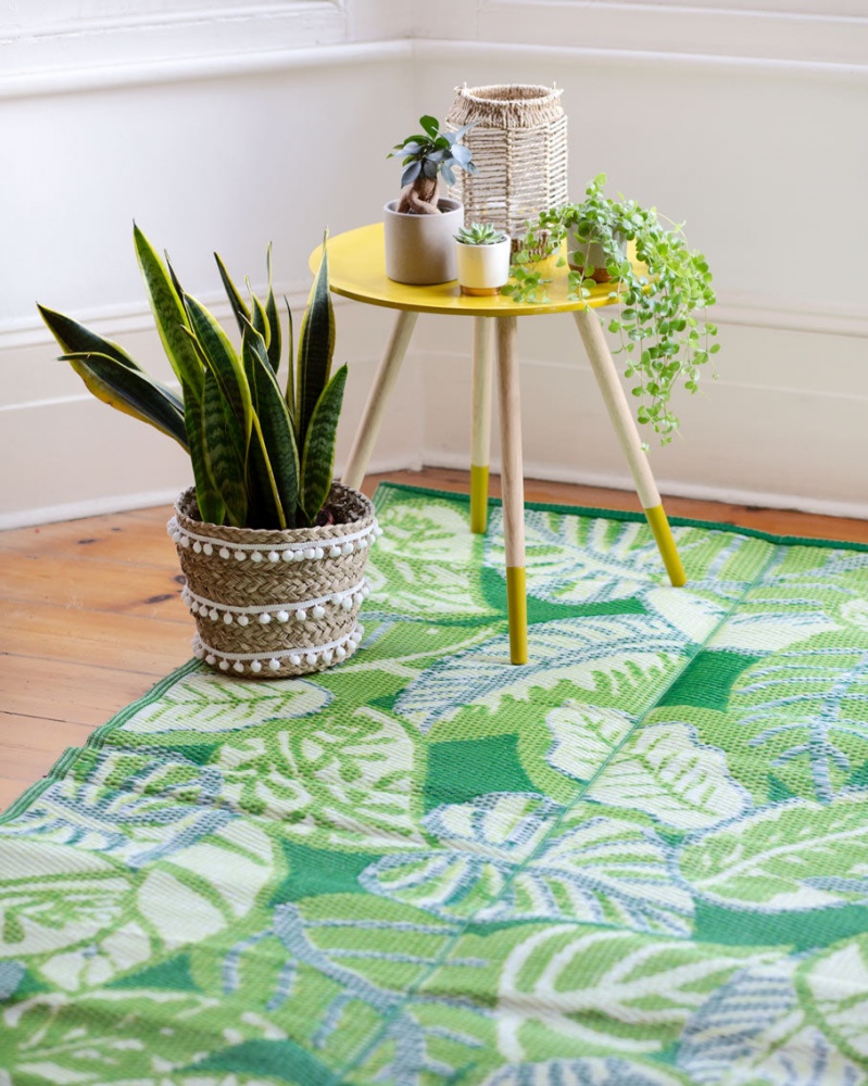 Green Palm Print Outdoor Rug By Talking Tables