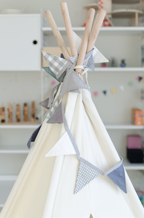 Grey Fabric Bunting By Oskar and Ellen