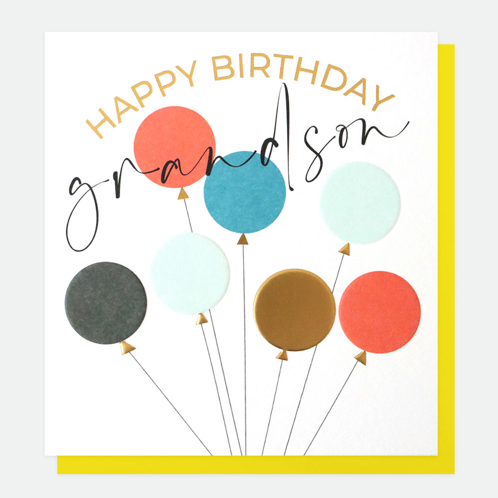 Happy Birthday Grandson Card by Caroline Gardner