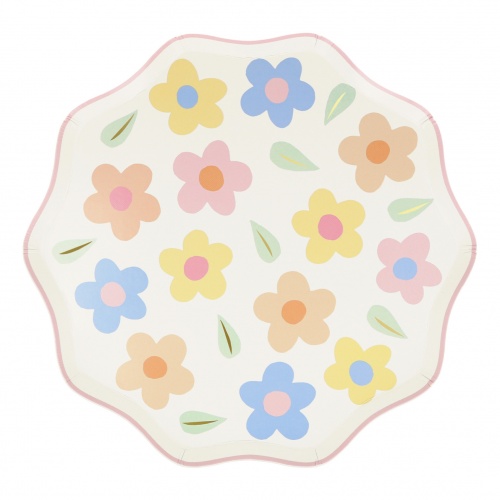 Happy Flower Print Paper Side Plates By Meri Meri