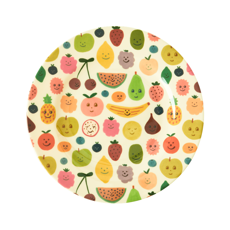 Happy Fruits Print Melamine Kids Plate by Rice DK