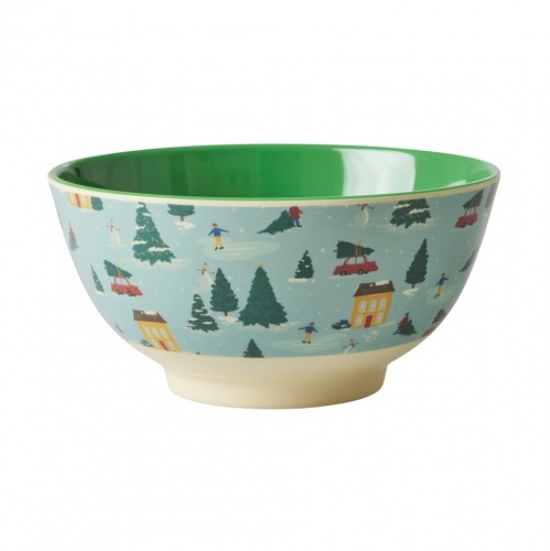 Christmas Happy Holidays Print Melamine Bowl Rice DK