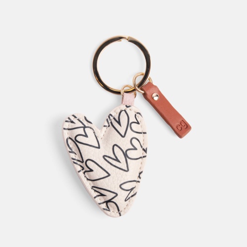Outline Print Heart Heart Shaped Keyring By Caroline Gardner - Main Image