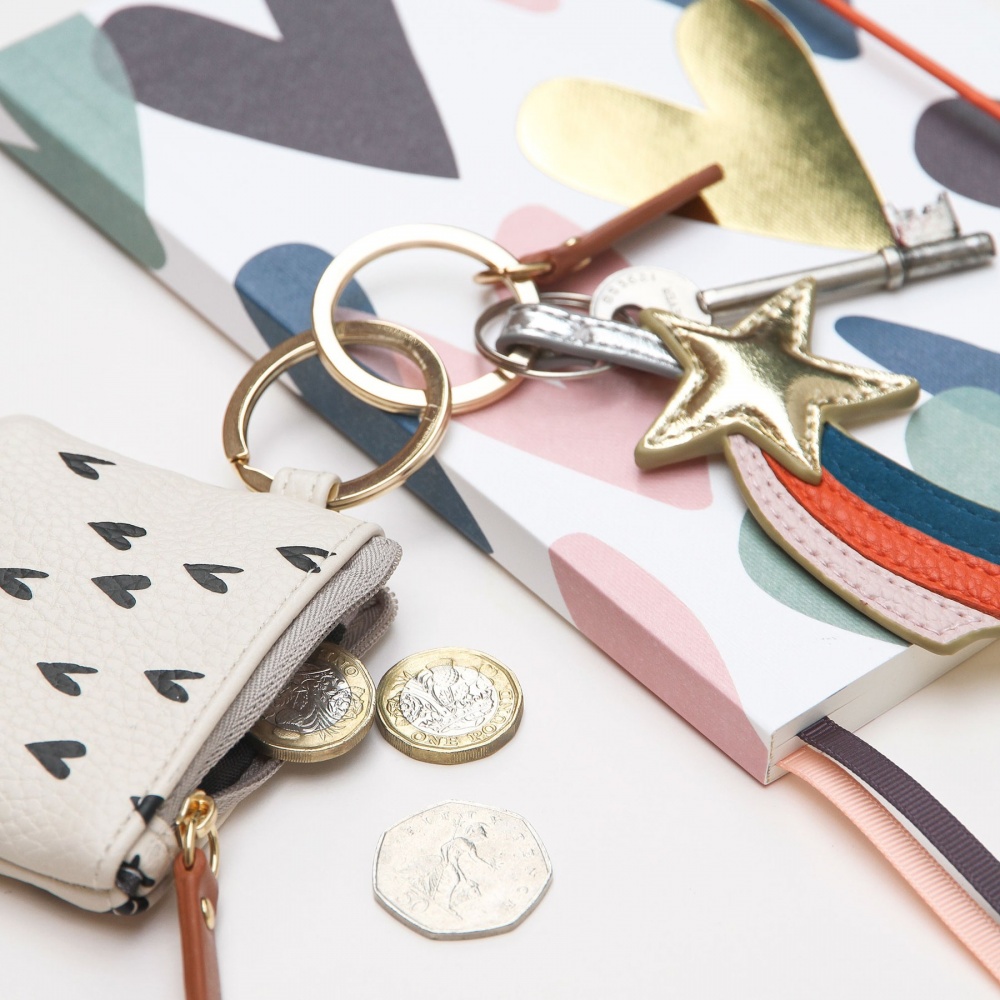 Heart Print Mini Purse Keyring By Caroline Gardner