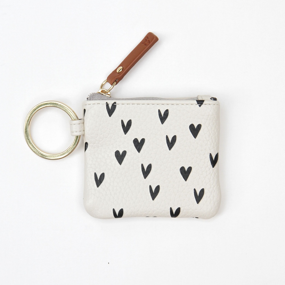 Heart Print Mini Purse Keyring By Caroline Gardner