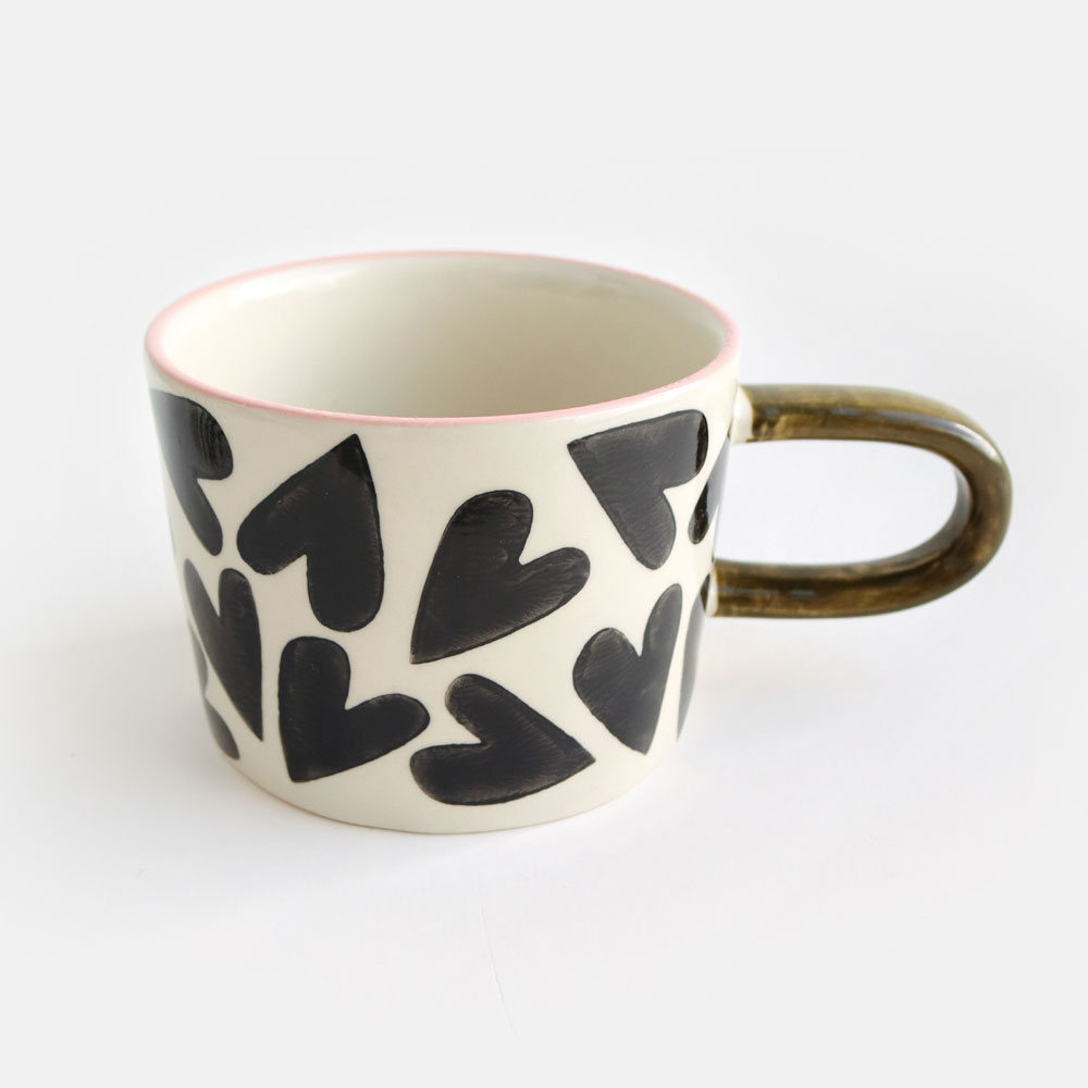 Mono Hearts Ceramic Mug By Caroline Gardner