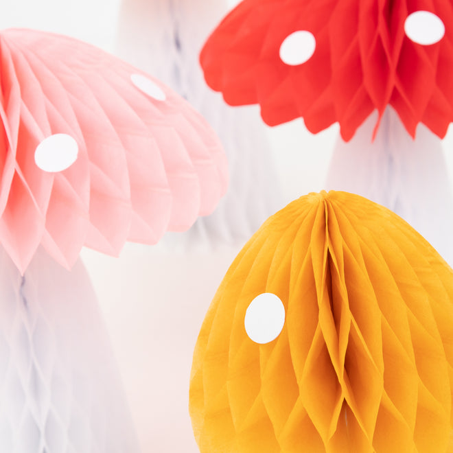 Honeycomb Paper Mushrooms Set of 10 By Meri Meri