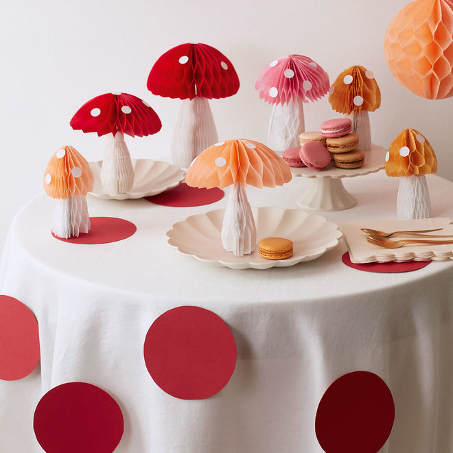 Honeycomb Paper Mushrooms Set of 10 By Meri Meri