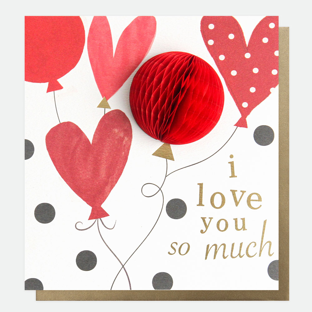 Red POMPOM I love you so much Valentines Card by Caroline Gardner ...
