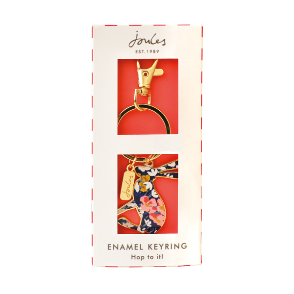Hare Shaped Floral Print Enamel Keyring By Joules