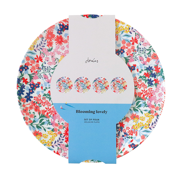 Set of 4 Floral Print Melamine Dinner Plates By Joules