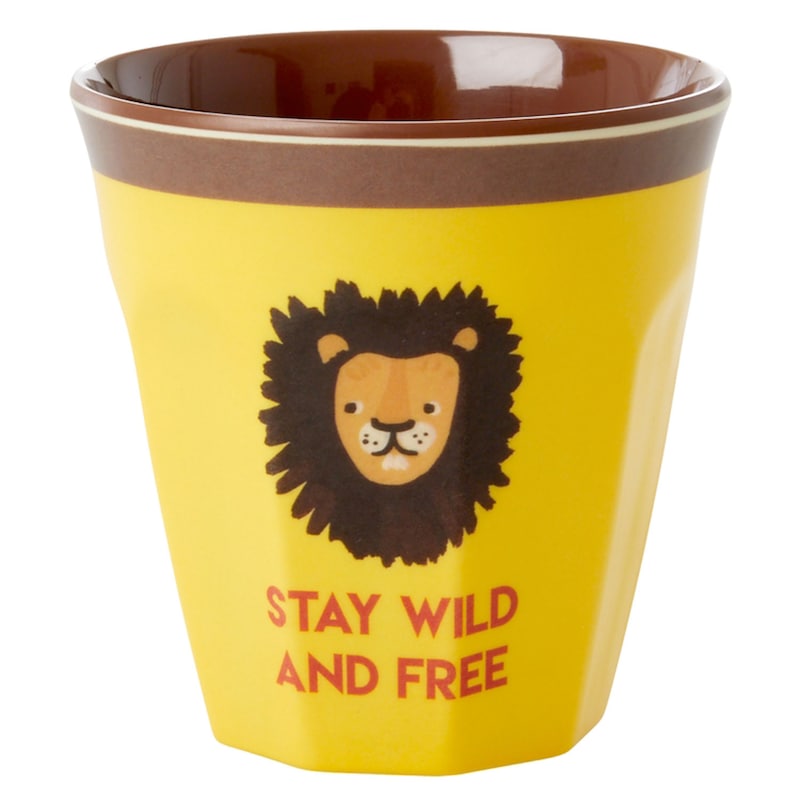 Yellow Lion Print Kids Small Melamine Cup By Rice DK