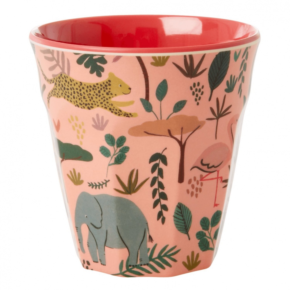Pink Jungle Print Kids Small Melamine Cup By Rice DK