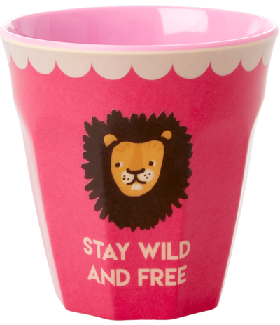 Pink Lion Print Kids Small Melamine Cup By Rice DK