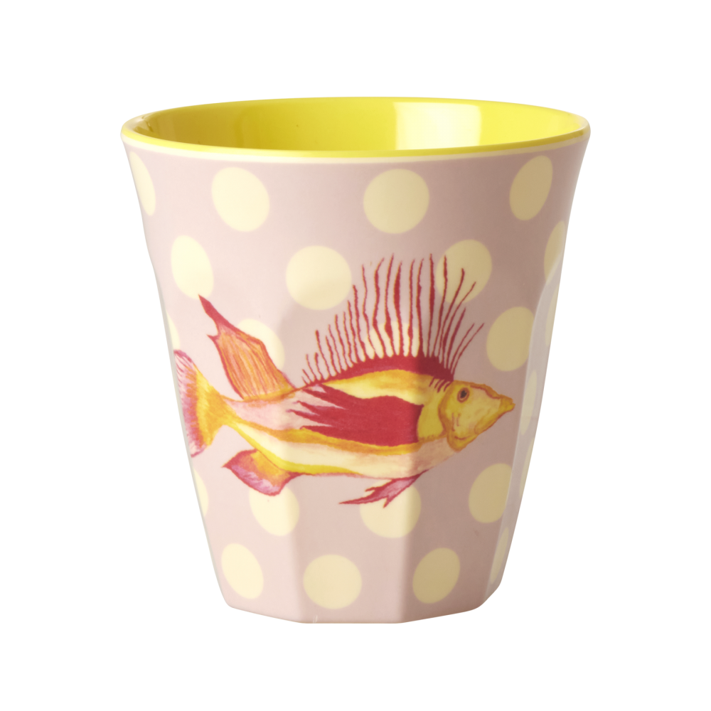 Lavender Pink Fish Print Melamine Cup By Rice DK