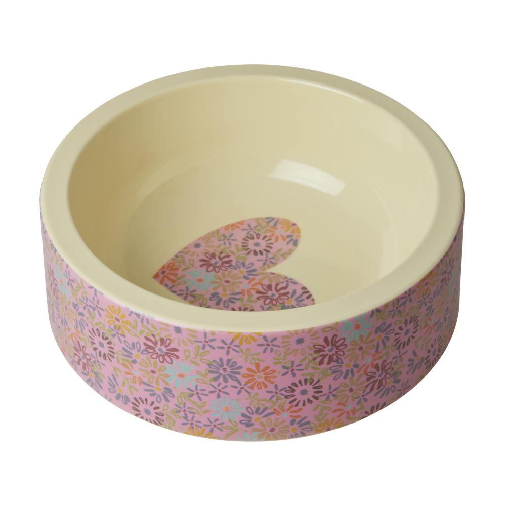 Floral dog bowl top