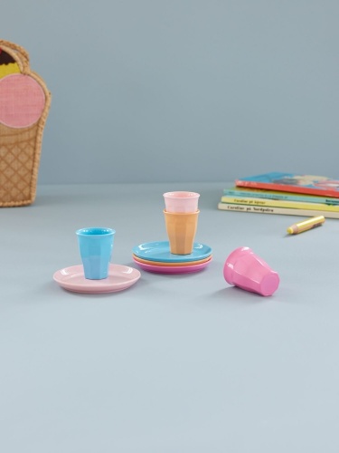 Set of 4 Mini Melamine Cups and Plates By Rice
