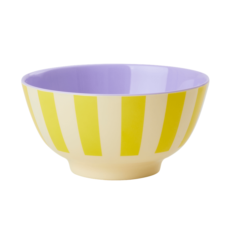 Cream with Yellow Stripe Print Melamine Bowl By Rice DK