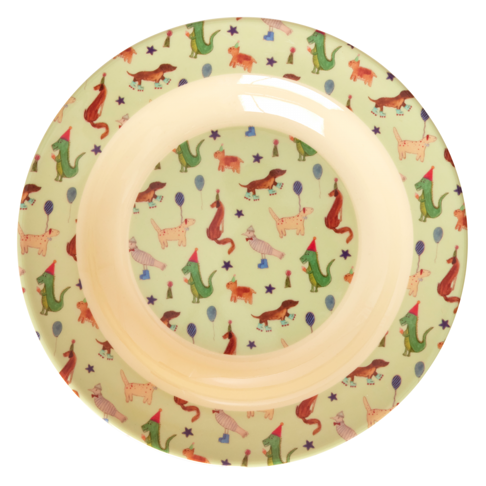 Party Animal Green Print Kids Melamine Bowl By Rice DK