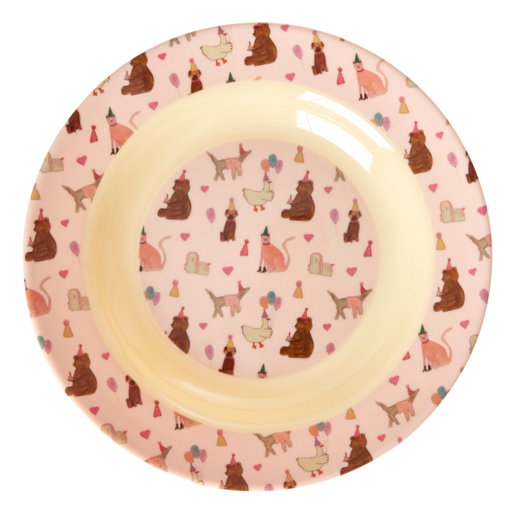Party Animal Pink Print Kids Melamine Bowl By Rice DK
