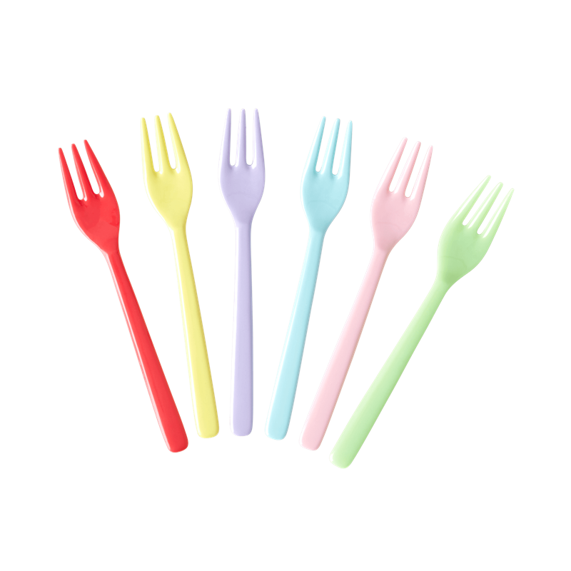 Set of 6 Melamine Forks Yippie Yippie Yeah Colours Rice DK