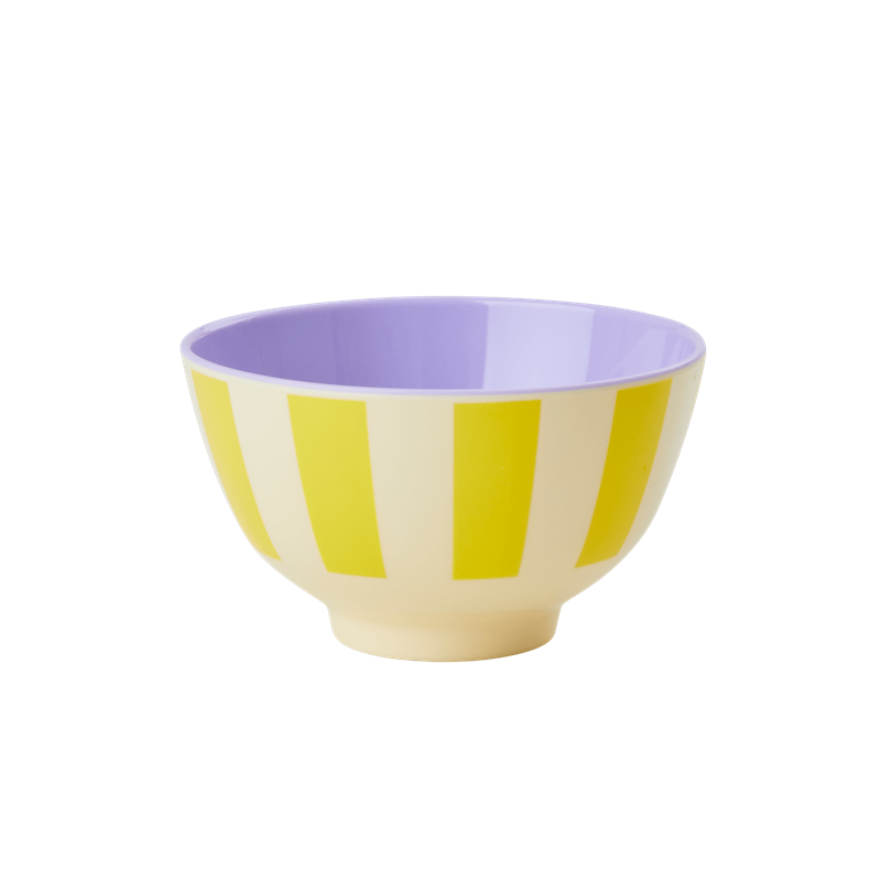 Cream with Yellow Stripe Print Small Melamine Bowl By Rice DK