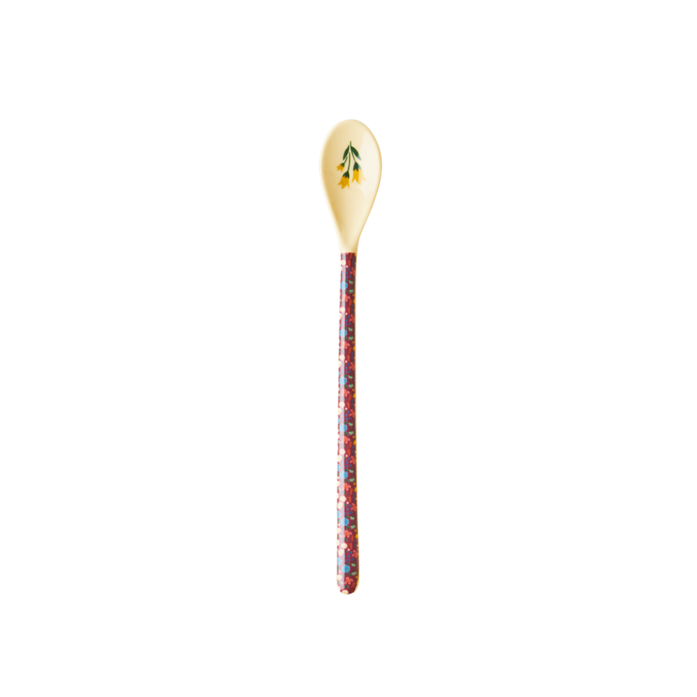 Long Handle Melamine Latte Spoons Poppies Print Rice DK