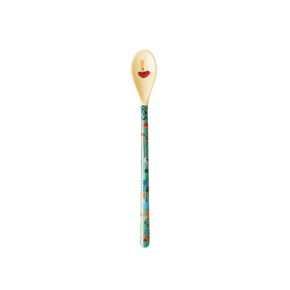 Long Handle Melamine Latte Spoons Winter Flower Collage Print Rice DK