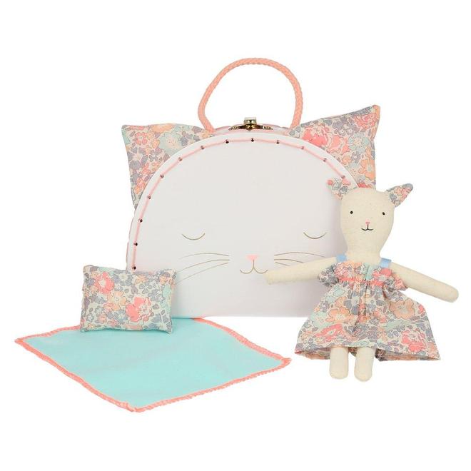Mini Floral Kitty Doll with Suitcase By Meri Meri