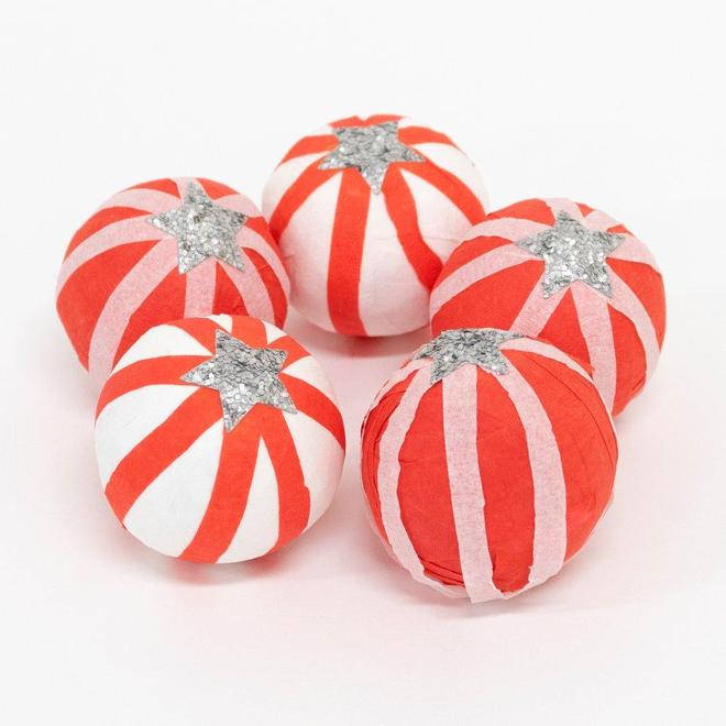 Peppermint Candy Striped Surprise Balls By Meri Meri