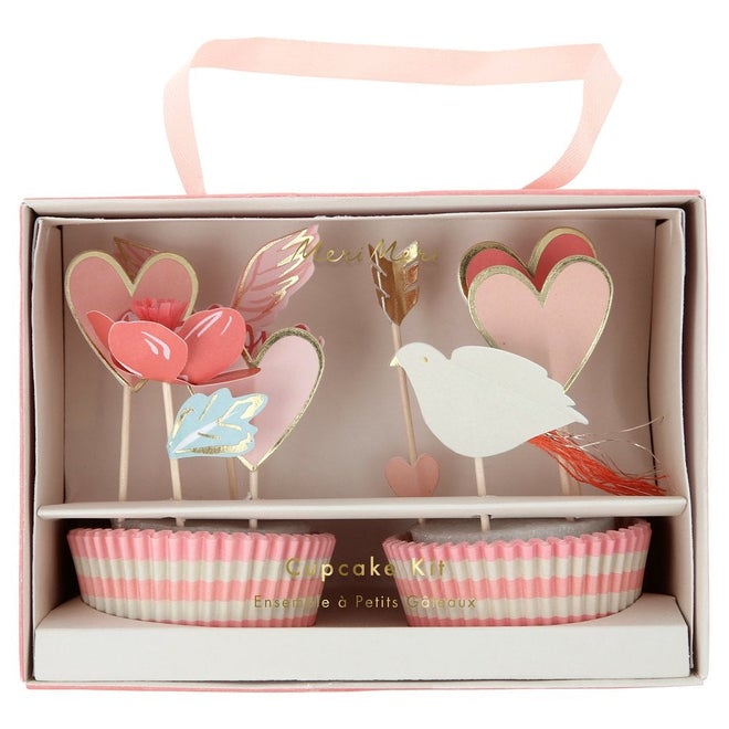 Meri Meri Kit Per Cupcake Pasquale - 24 Pirottini E 24 Decorazioni Floreali Per Dolci Festivi