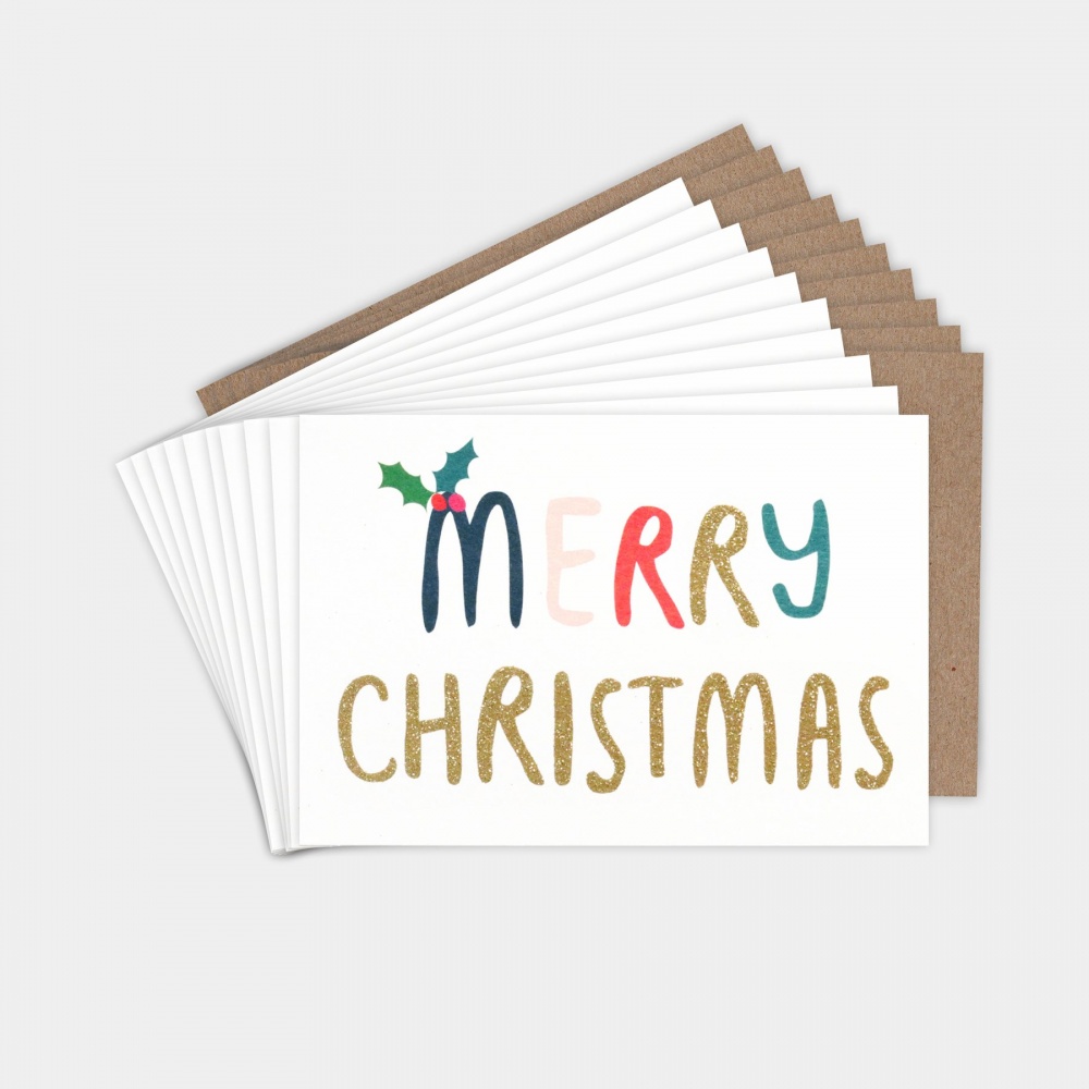 Merry Christmas Small Cards Pack of 10 Caroline Gardner