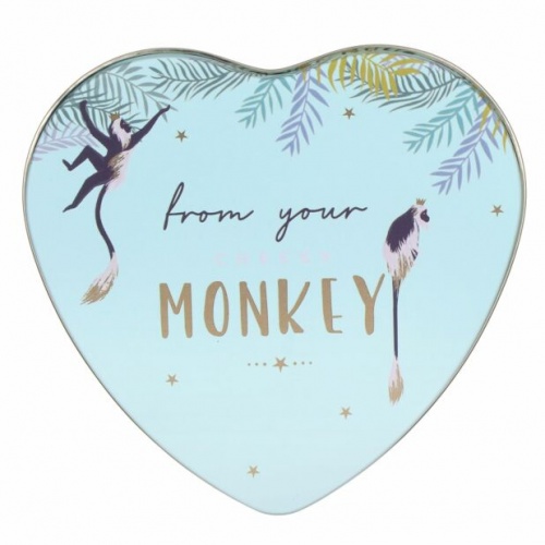 Monkey Print Heart Shaped Little Gesture Tin By Sara Miller