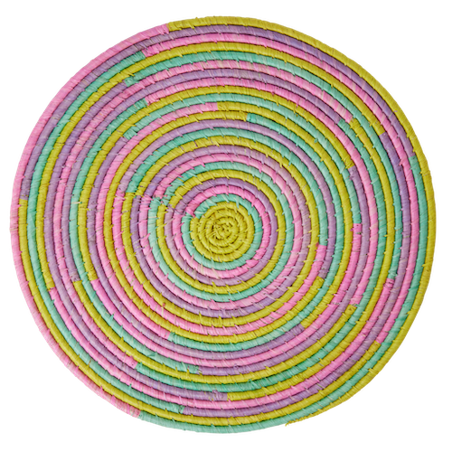 Colourful Raffia Round Large Placemat By Rice DK