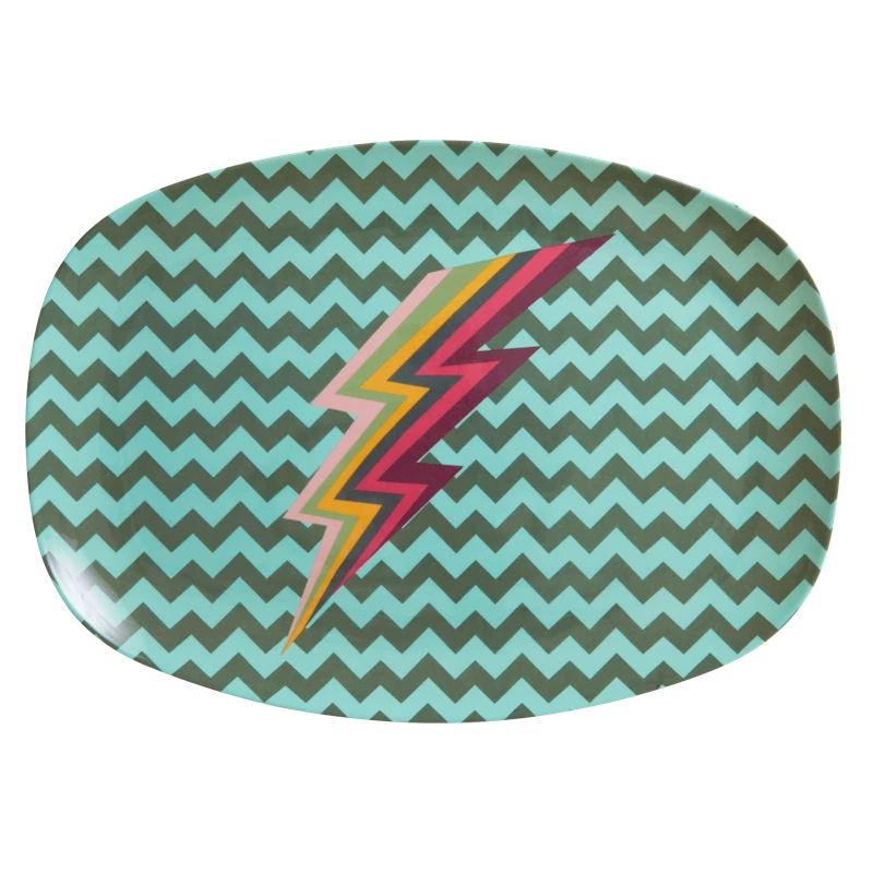 Multi Zig Zag Print Rectangular Melamine Plate By Rice DK