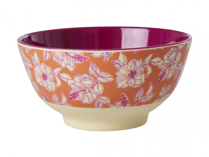 Faded Hibiscus Print Melamine Bowl By Rice DK