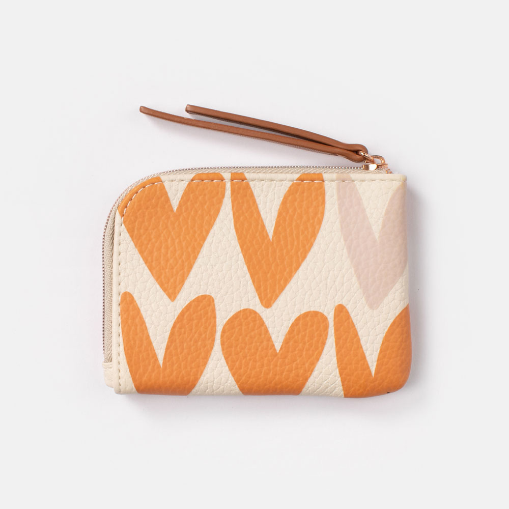 Orange & Pink Heart Corner Zip Purse Caroline Gardner